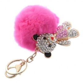 FASHION ALLOY DIAMOND CUTE BEAR PLUSH KEYCHAIN