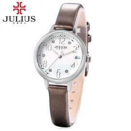 JULIUS JA - 930 FEMALE QUARTZ MOVT ARTIFICIAL GEM WRISTWATCH (GRAY)