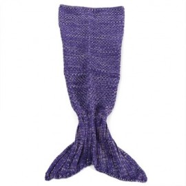 OUTDOOR TRAVELING HANDMADE FISH TAIL KNITTED CROCHET BLANKET (PURPLE)