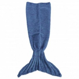 OUTDOOR TRAVELING HANDMADE FISH TAIL KNITTED CROCHET BLANKET (LAKE BLUE)