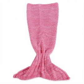 OUTDOOR TRAVELING HANDMADE FISH TAIL KNITTED CROCHET BLANKET (RED)