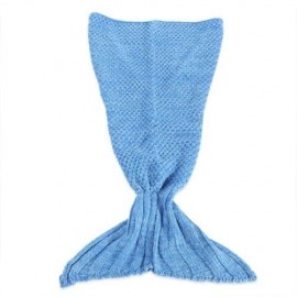 OUTDOOR TRAVELING HANDMADE FISH TAIL KNITTED CROCHET BLANKET (AZURE)