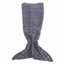OUTDOOR TRAVELING HANDMADE FISH TAIL KNITTED CROCHET BLANKET (GRAY)