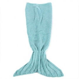 OUTDOOR TRAVELING HANDMADE FISH TAIL KNITTED CROCHET BLANKET (GREEN)