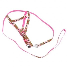 CASUAL ADJUSTABLE NYLON PET DOGS AND CATS HARNESS LEASH (PINK)