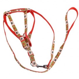 CASUAL ADJUSTABLE NYLON PET DOGS AND CATS HARNESS LEASH (RED)