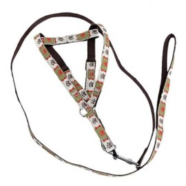 CASUAL ADJUSTABLE NYLON PET DOGS AND CATS HARNESS LEASH (COFFEE)