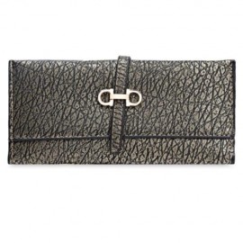 GUAPABIEN OLD CLASSICAL STYLE STONE PATTERN EMBELLISHMENT LADIES METAL HASP CASH WALLET (G