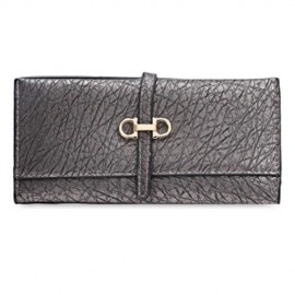 GUAPABIEN OLD CLASSICAL STYLE STONE PATTERN EMBELLISHMENT LADIES METAL HASP CASH WALLET (I