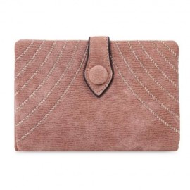 GUAPABIEN EMBROIDERY PATTERN SNAP FASTENER WOMEN SHORT WALLET (PEACH RED)