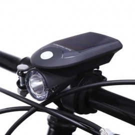 USB RECHARGEABLE SOLAR ENERGY BICYCLE FRONT HEAD FLASHLIGHT (BLACK)