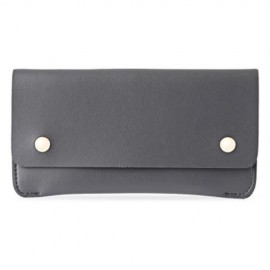 GUAPABIEN CONCISE DESIGN RIVET ELEMENT LEATHER LONG WALLET (GRAY)