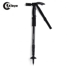 CLEYE 4 JOINT TREKKING STRAIGHT ALPENSTOCK WITH LED LIGHT (BLACK)