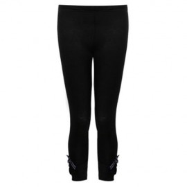 CASUAL PURE COLOR BOWKNOT DECORATION WOMEN CAPRI PANTS (BLACK)