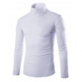 LONG SLEEVE TURTLENECK PLAIN T-SHIRT (WHITE)