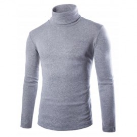 LONG SLEEVE TURTLENECK PLAIN T-SHIRT (LIGHT GRAY)