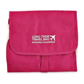 PORTABLE TRAVEL COSMETIC BAGS TOILETRY KIT STORAGE POUCH (ROSE RED)