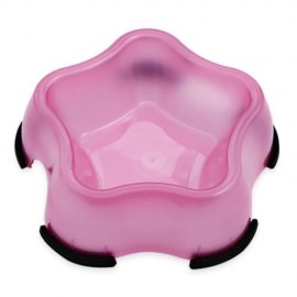 TRANSPARENT SKID PENTAGRAM PET DOG CAT SINGLE FEEDER BOWL (PINK)