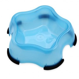 TRANSPARENT SKID PENTAGRAM PET DOG CAT SINGLE FEEDER BOWL (BLUE)