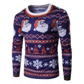 CREW NECK 3D FATHER CHRISTMAS AND SNOWFLAKE PRINT T-SHIRT (COLORMIX)