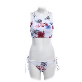 WOMEN FLORAL HALTER BIKINI SUIT BEACH BATHING SWIMWEAR SET (COLORMIX)