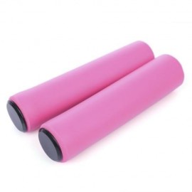 PAIRED MTB SILICONE ULTRALIGHT BIKE HANDLEBAR GRIPS WITH PLUGS (PINK)