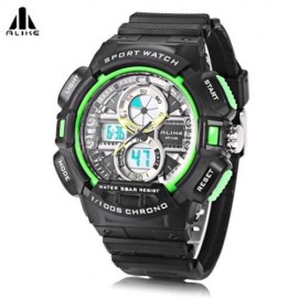 ALIKE AK16127 DUAL MOVT SPORT WATCH CALENDAR STOPWATCH ALARM WRISTWATCH FOR MEN (GREEN)