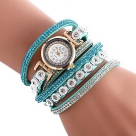 FULAIDA WOMEN QUARTZ RHINESTONE BRACELET WRISTWATCH (BLUE)