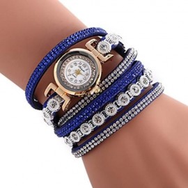 FULAIDA WOMEN QUARTZ RHINESTONE BRACELET WRISTWATCH (SAPPHIRE BLUE)
