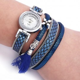 FULAIDA Women Quartz Rhinestone Tassel Bangle Wristwatch (SAPPHIRE BLUE)