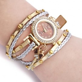 FULAIDA FEMALE QUARTZ RHINESTONE BANGLE WRISTWATCH (BROWN)