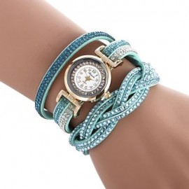 Fulaida Women Quartz Rhinestone Wristwatch Bracelet (BLUE)