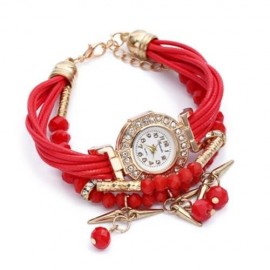 FULAIDA FEMALE QUARTZ RHINESTONE WATCH (RED)