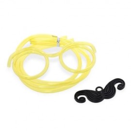 FUNNY DIY DRINKING GLASSES STRAW WITH MUSTACHE FOR PARTY (YELLOW)