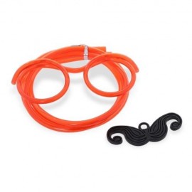 FUNNY DIY DRINKING GLASSES STRAW WITH MUSTACHE FOR PARTY (RED)