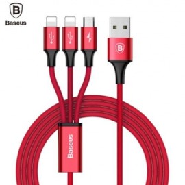 BASEUS RAPID SERIES MICRO USB   DUAL 8 PIN DATA CABLE 1.2M (RED)