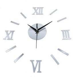 Roman Numerals Sticker DIY Wall Clock Home Decor (SILVER)
