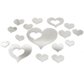 DIY HEART SHAPED MIRROR EFFECT WALL STICKER HOME DECORATION (SILVER)