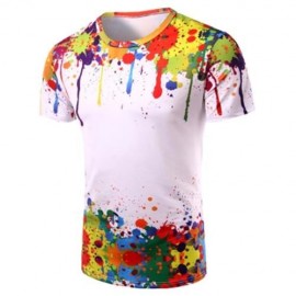 3D COLORFUL SPLATTER PAINT SHORT SLEEVE T-SHIRT (COLORMIX)