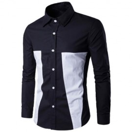 TWO TONE LONG SLEEVE SHIRT (BLACK)