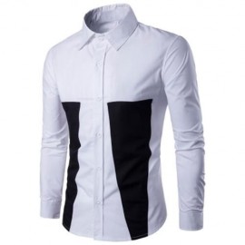 TWO TONE LONG SLEEVE SHIRT (WHITE)