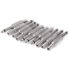 JL0056 HIGH PERFORMANCE METAL 6.35MM AUDIO JACK CONNECTOR - 10PCS (SILVER)