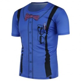 3D SUSPENDERS PATTERN T-SHIRT (BLUE)