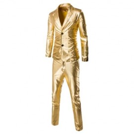 FASHIONABLE SHINNY BLAZER   PANTS TWINSET SUITS FOR MEN (GOLDEN)