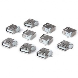 DIY 4PIN AM USB FEMALE 90 DEGREE SIDE INSERTED PLUG ADAPTER ( DC 30V 1.5A / 10PCS ) (SILVE