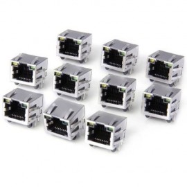 DURABLE SPRING DESIGNED AC 125V 1.2A DIY RJ45 NETWORK JACKS - 10PCS (SILVER)