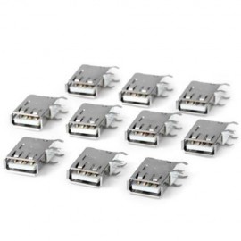 DIY 4PIN USB FEMALE 90 DEGREE SIDE INSERTED PLUG ADAPTER ( DC 30V 1.5A / 10PCS ) (SILVER)