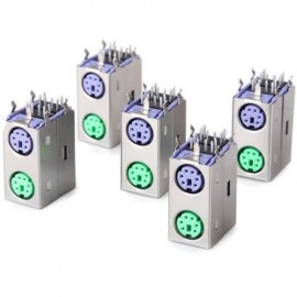 36V 1A ELECTRONIC DOUBLE LAYER MINI DIN 6PIN COMPUTER CONNECTORS - 5PCS (SILVER)