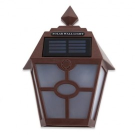 SOLAR POWERED HEXAGONAL OUTDOOR LED WALL LAMP FENCE LIGHT (BROWN)