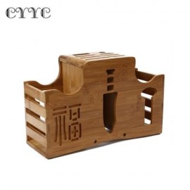 CYYC MULTI-PURPOSE BAMBOO CUTTER STORAGE RACK KITCHENWARE (BEIGE WOOD)